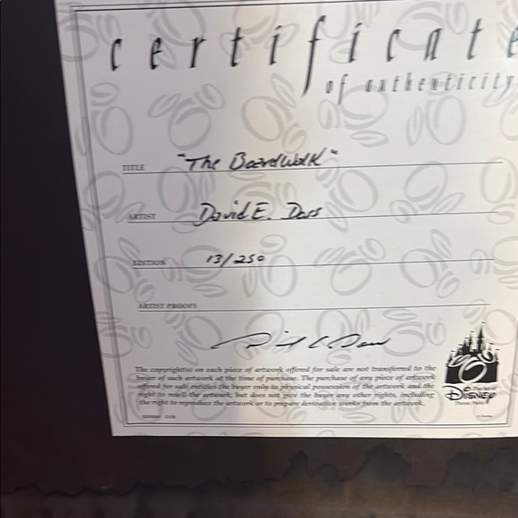 David Doss signed Disney Boardwalk picture with Black Frame - Picture 7 of 9